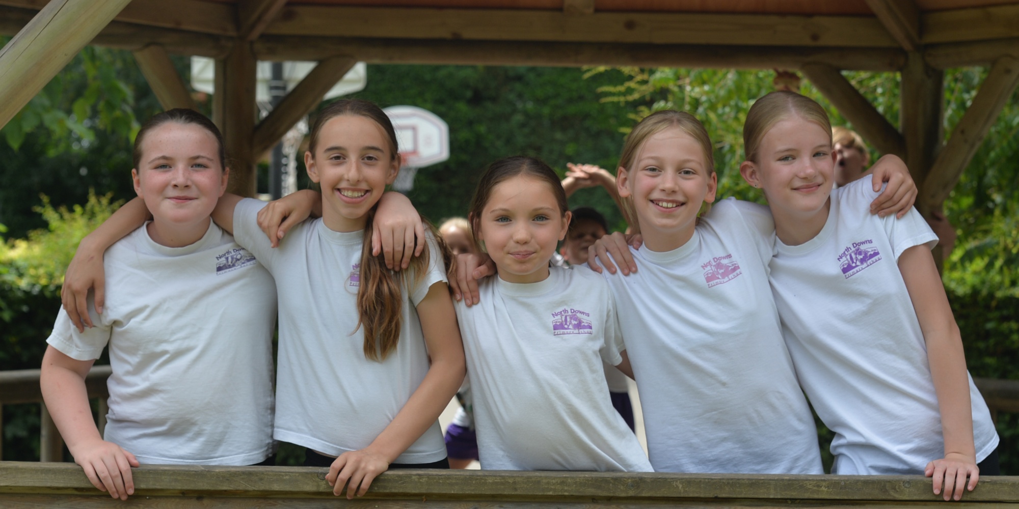 Pupils outside North Downs Primary School